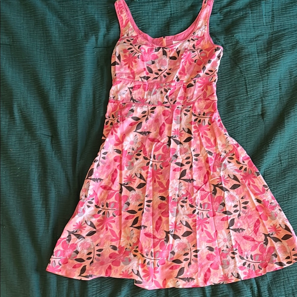 LOFT Pink and White Sleeveless A-Line Midi Dress